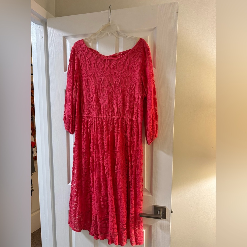 Ing Vibrant Coral Lace Dress